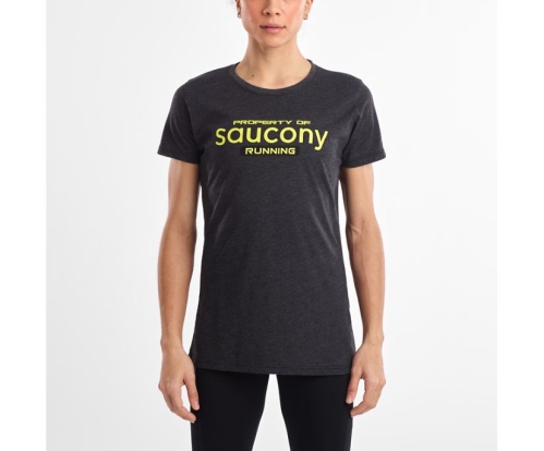Tenis Saucony Short Sleeve Logo Tee Mujer Tops Ropa Dark Gris Heather México MX-619-AK